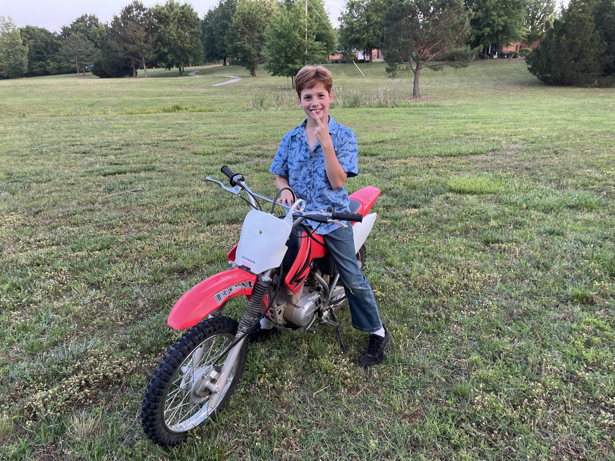 Michael learning to ride CRF80F