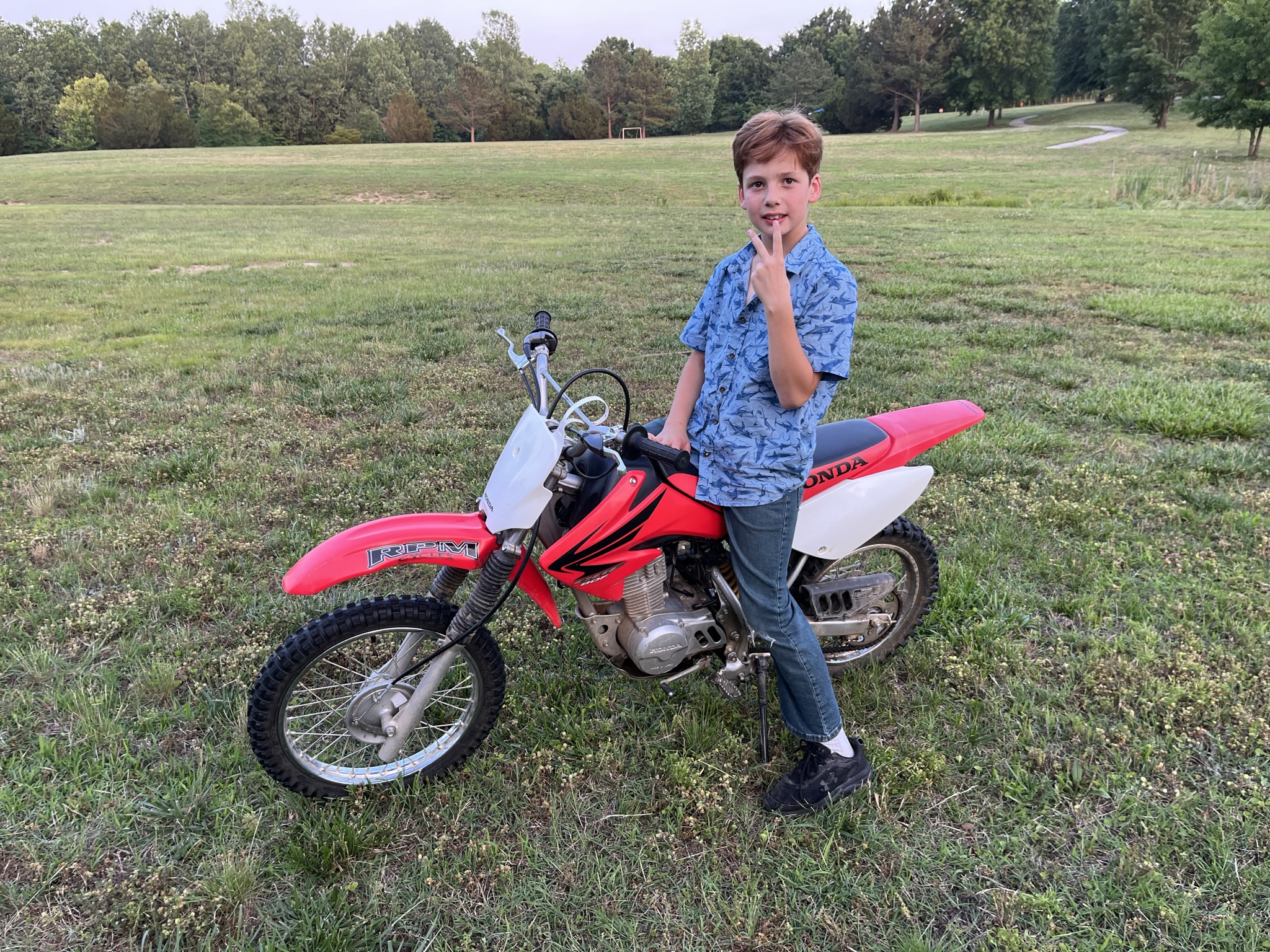 Michael learning to ride CRF80F