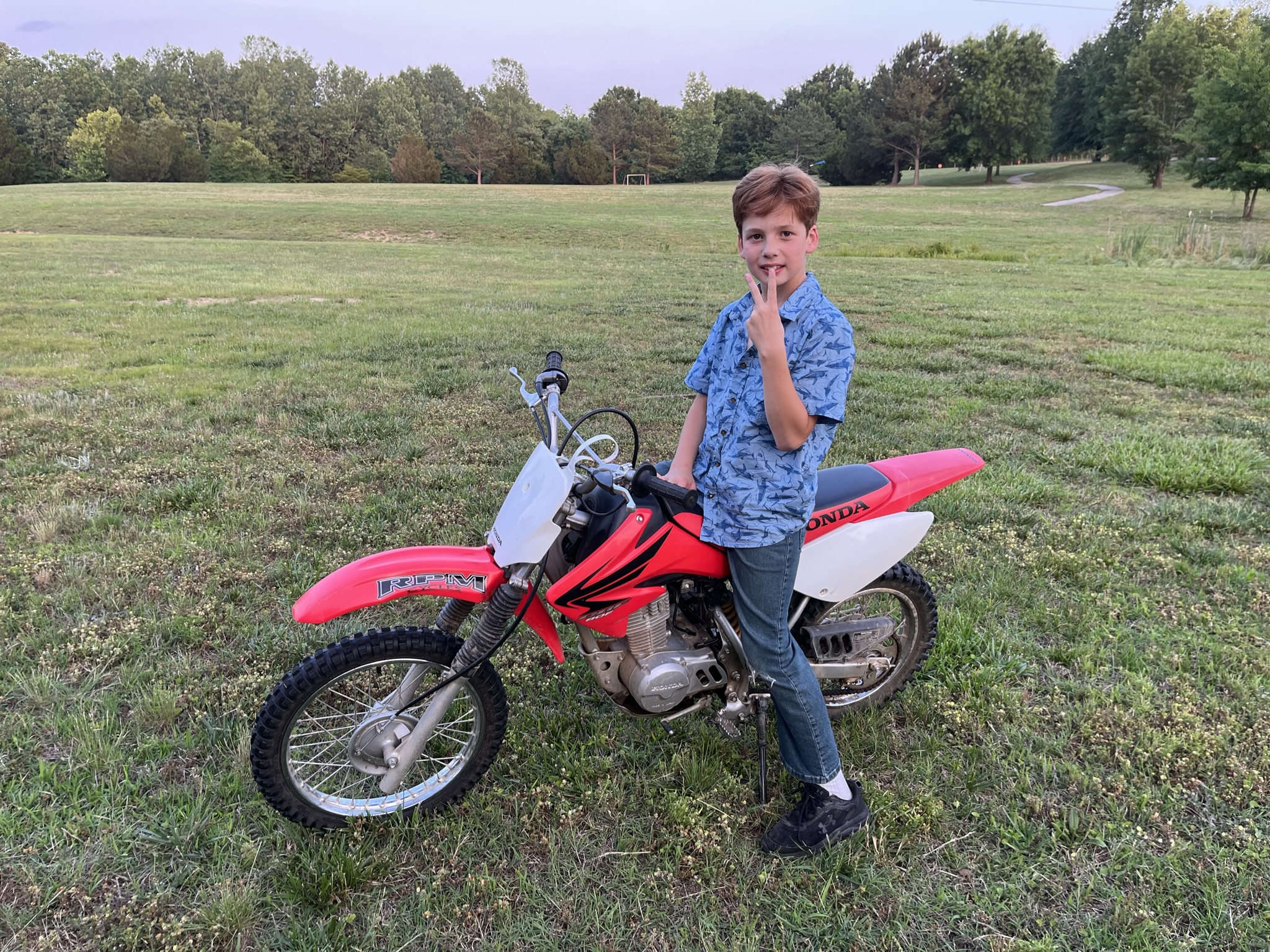 Michael learning to ride CRF80F