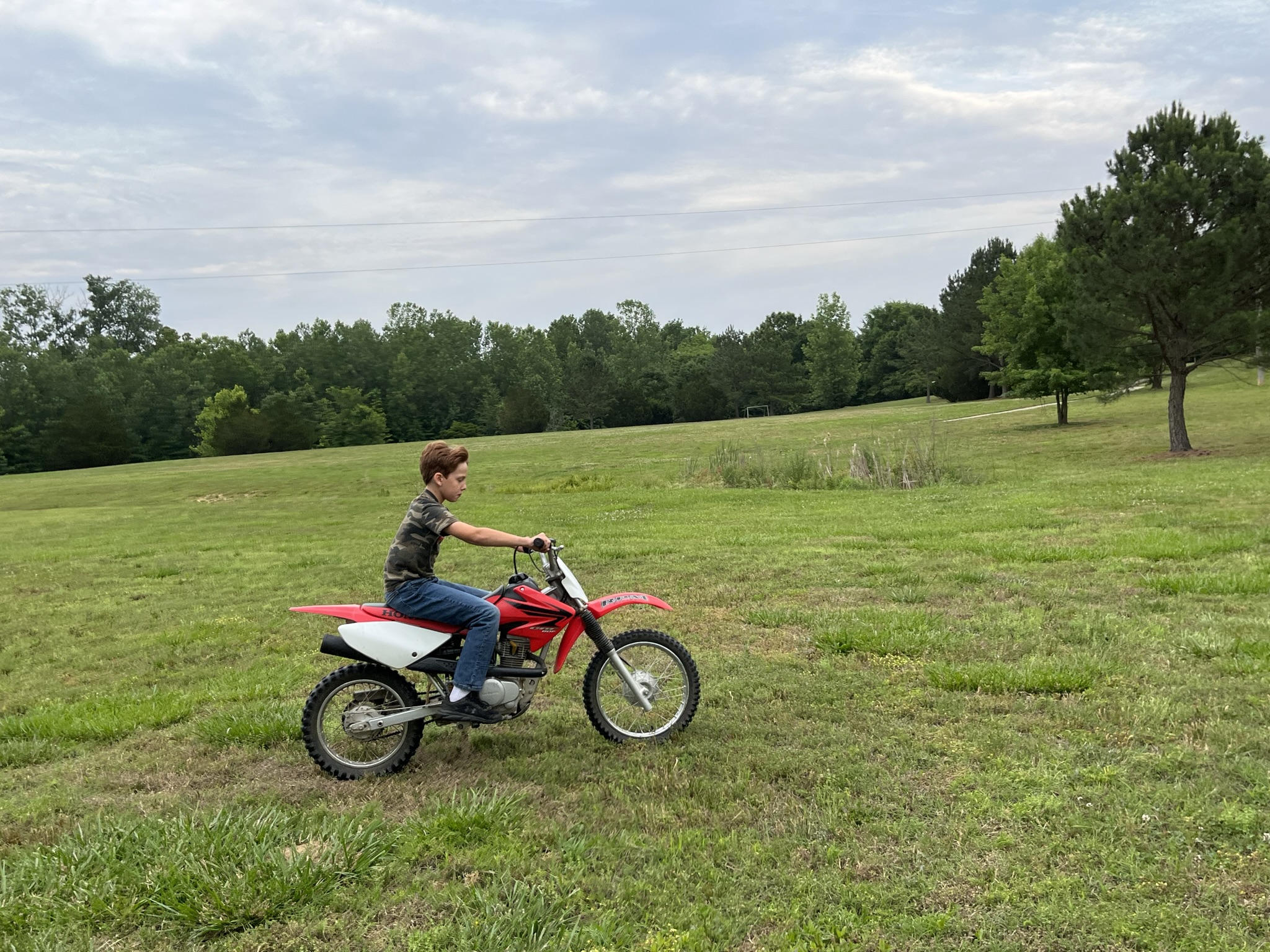 Michael learning to ride CRF80F