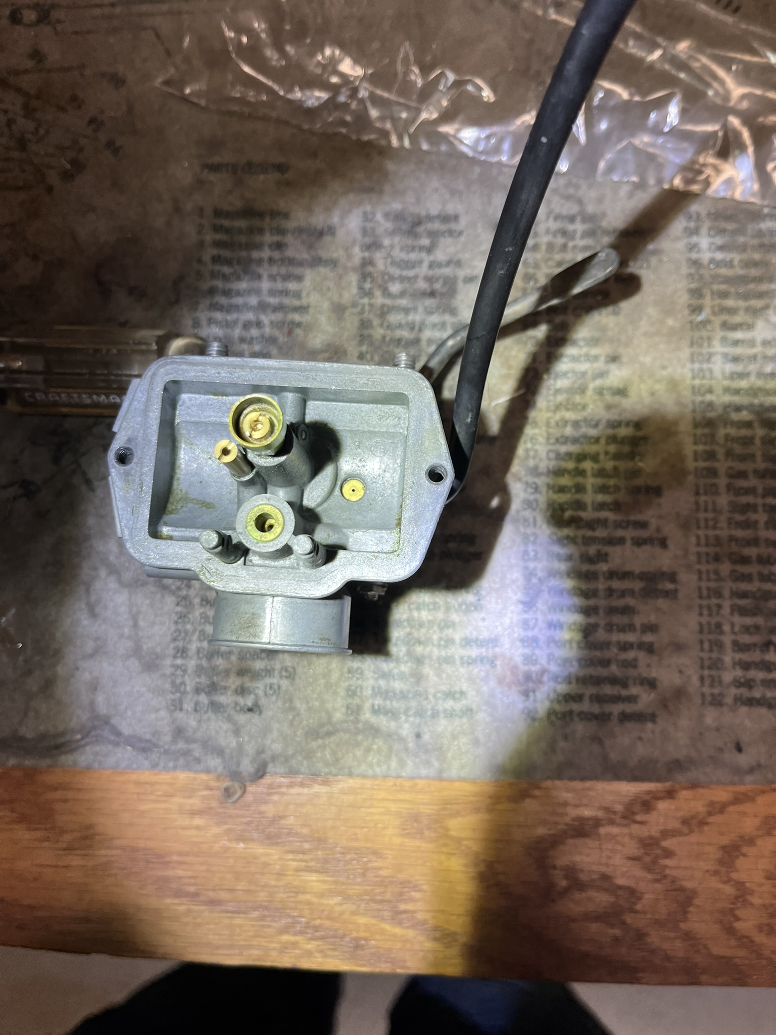 Carburetor float bowl removed